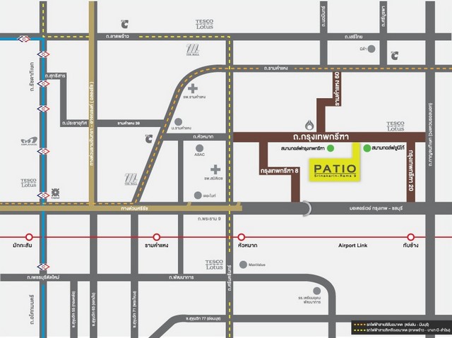 PO422 ให้เช่า ทาวน์โฮม พาทิโอ ศรีนครินทร์-พระราม 9  Patio Srinakarin-Rama 9 ถนนกรุงเทพกรีฑา บ้านหน้าสวน และวิวห้องนอนสนามกอล์ฟกรุงเทพกรีฑา
